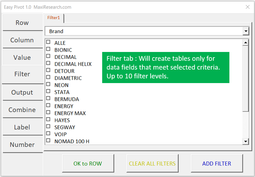 table limitations pivot by Pivot Friendly User Pivot Easy MaxiResearch Table